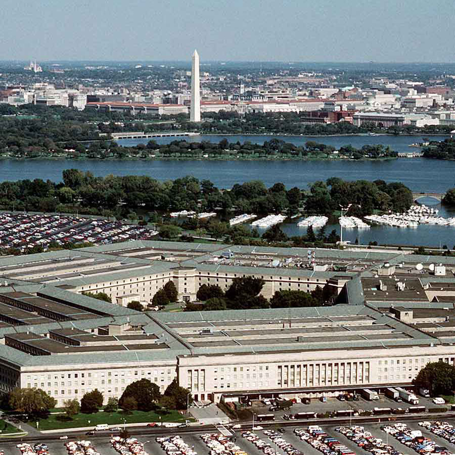 An aerial view of the Pentagon.