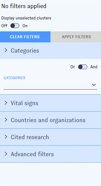 An animated screenshot of the Map of Patents. The user selects the Robot Type: Humanoid-Exoskeleton category and filters to an average patent age of 10 years or less.
