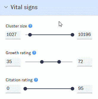 Animation: hovering over tooltips in the Map of Science interface reveals explanations of different features.