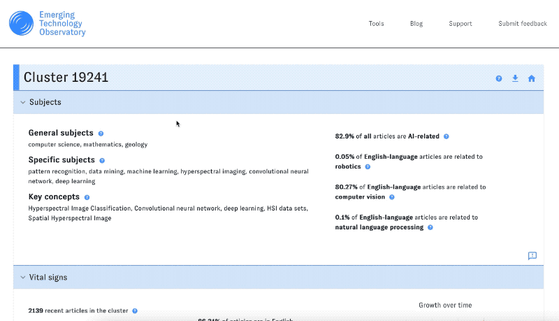 Animation: scrolling through the detail view for a specific cluster and highlighting various metadata fields.